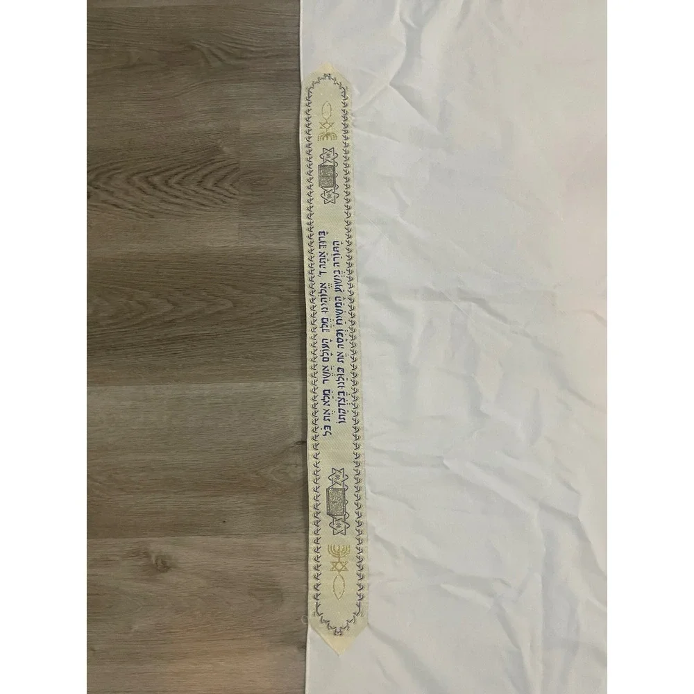 Messianic Jewish Tallit Prayer Shawl White Blue Gold Hebrew Bible Verses 70in